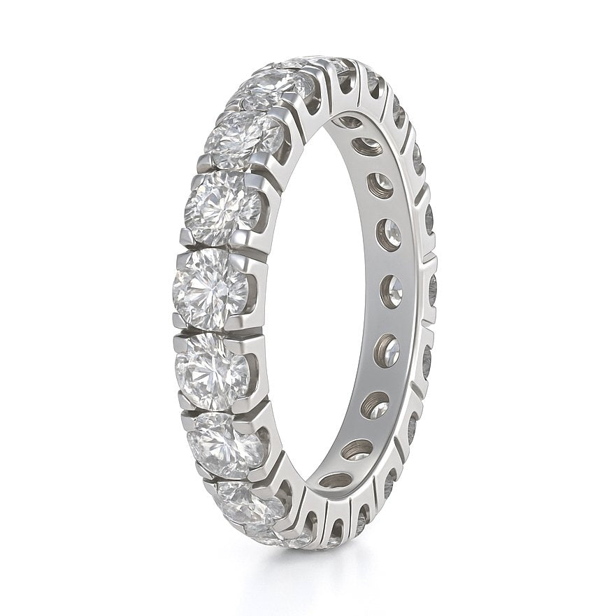 Anello Riviera - 18 carati Oro bianco - 3.40ct. tw. Diamante (Naturale)