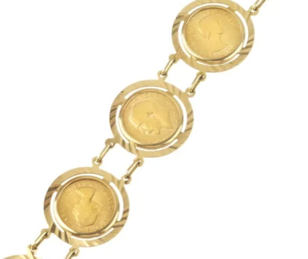 Bracciale in oro 22k con  5 sterline oro