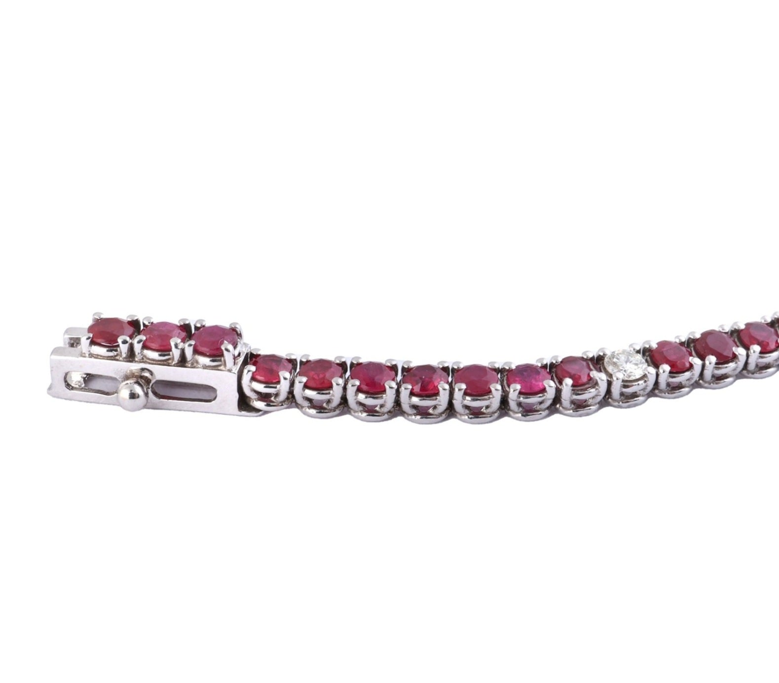 Bracciale - 18 carati Oro bianco - 6.68ct. tw. Rubino - Diamante