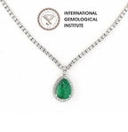 Collana collier tennis in oro e smeraldo e diamanti naturali 8.44 ct