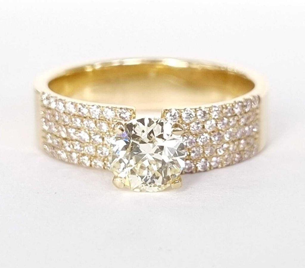 Anello solitario in oro giallo 18k e diamanti naturali 1.15ct