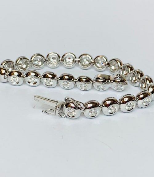 bracciale tennis a cipollina in oro bianco 18k e diamanti naturali 5,00ct