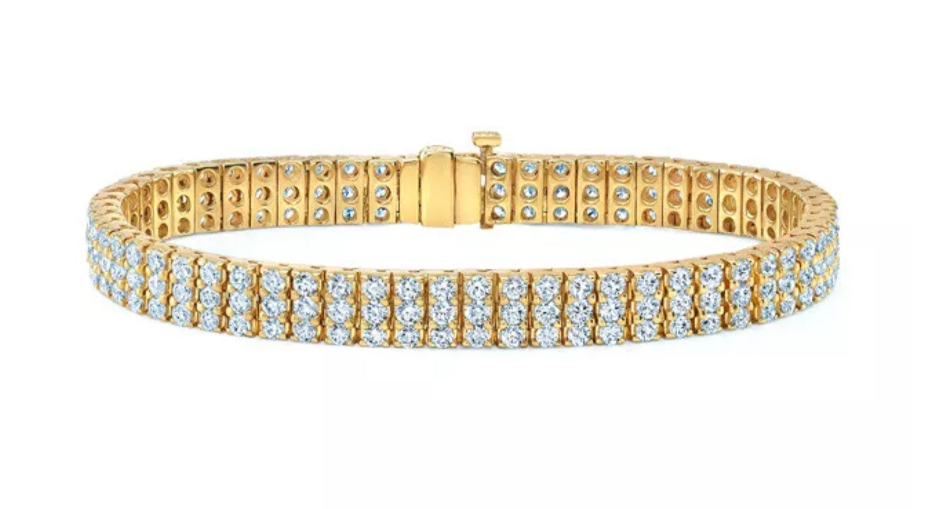 Bracciale tennis in 3 Fila diamante naturale Taglio Rotondo  6.72CT