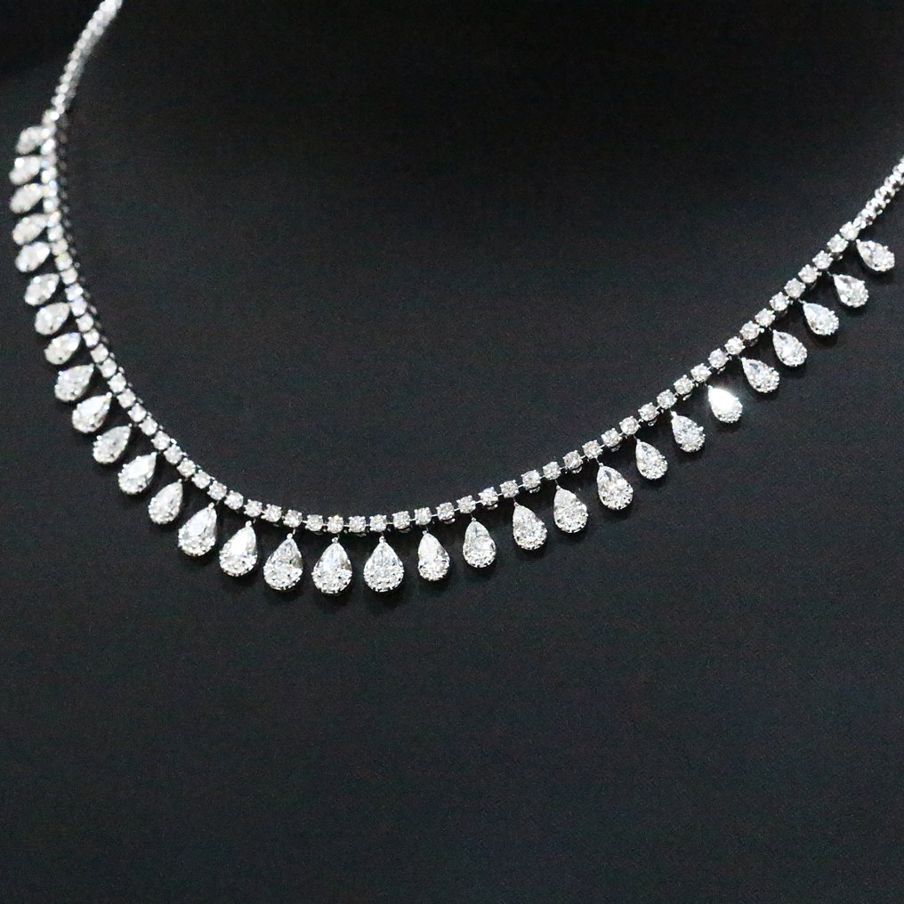 Collana Tennis - 18 carati Oro bianco - 7.47ct. tw. Diamante (Naturale)