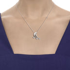 Collana con Ciondolo Trilogy in Oro Bianco con 0.30ct Diamanti Naturali