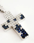 Collana con ciondolo - 18 carati Oro bianco - 2.62ct. Cw. Zaffiro - Diamante