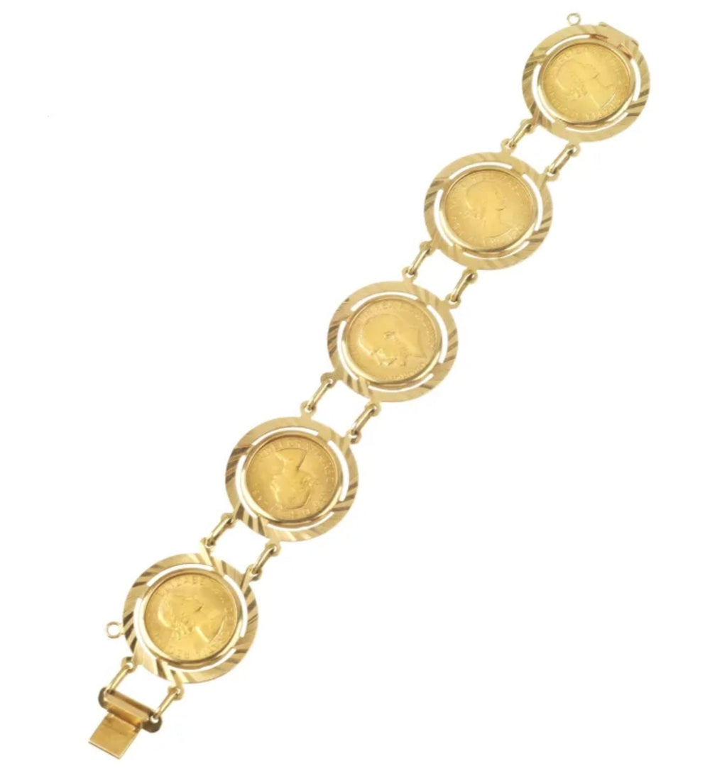 Bracciale in oro 22k con  5 sterline oro
