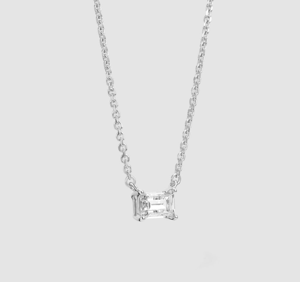 Collana punto luce in oro e diamante naturale smeraldo 0.45ct