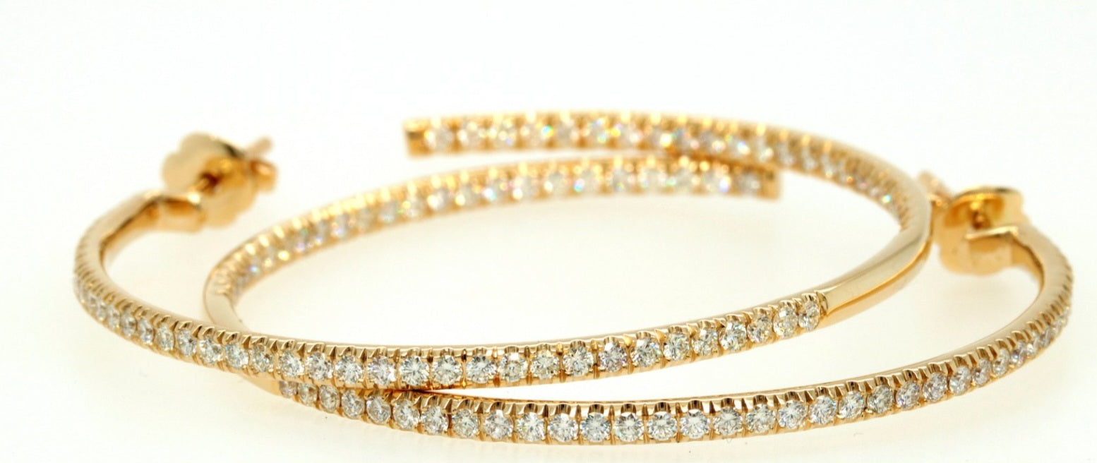 Orecchini a cerchio - 18 carati Oro giallo 2.00ct Diamante (Naturale)