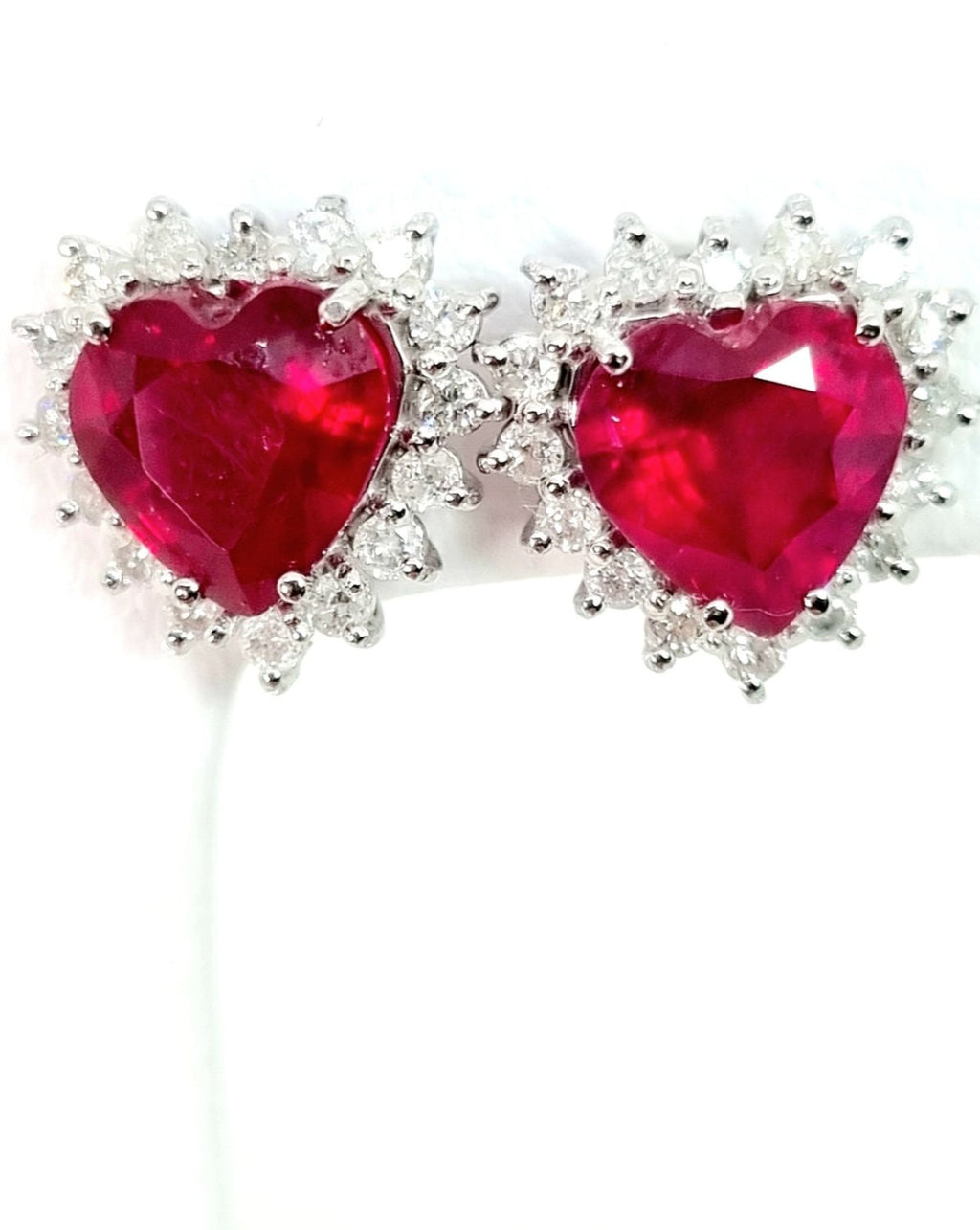 Orecchini - 18 carati Oro bianco Rubino - Diamante