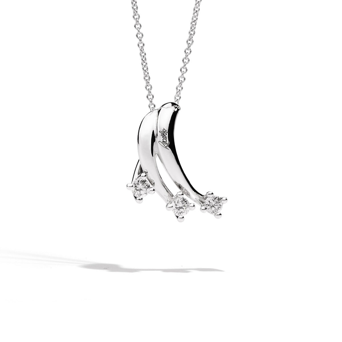 Collana con Ciondolo Trilogy in Oro Bianco con 0.30ct Diamanti Naturali