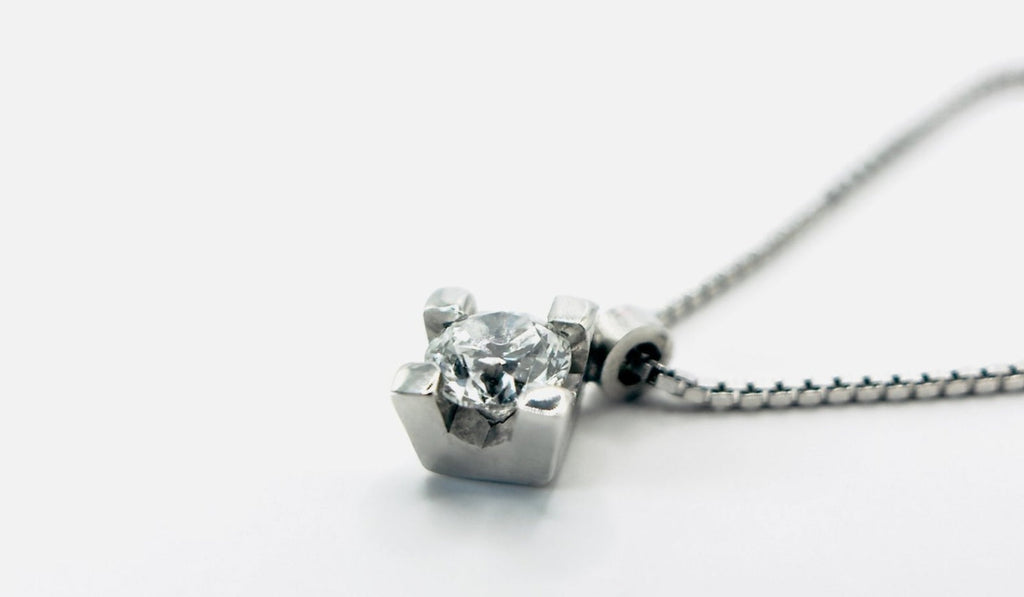 Collana con ciondolo -18 carati Oro bianco Diamante (Naturale) - Diamante 0.45ct