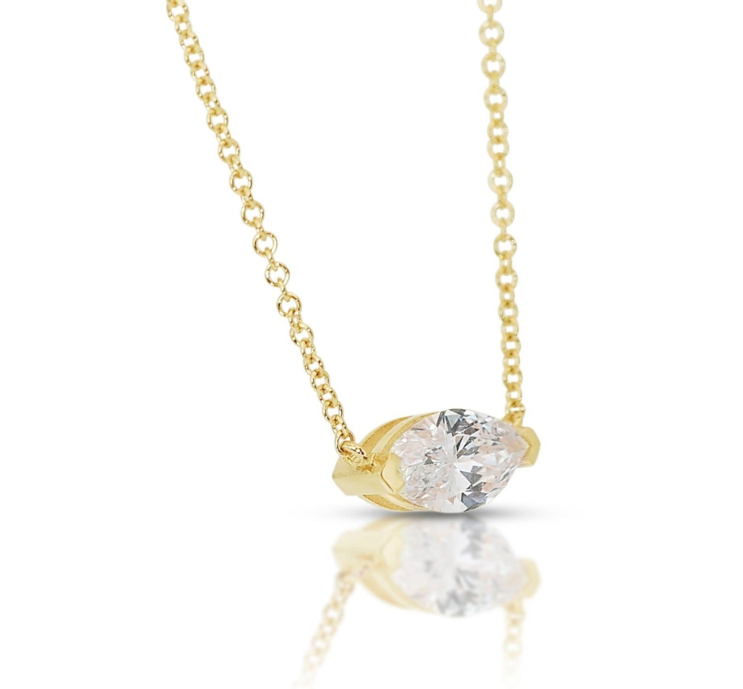 Collana punto luce in oro e diamante naturale marquise 0.24ct