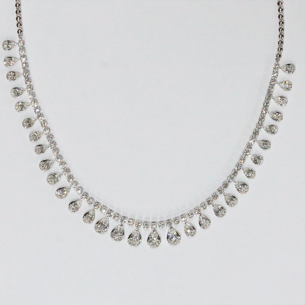 Collana Tennis - 18 carati Oro bianco - 7.47ct. tw. Diamante (Naturale)