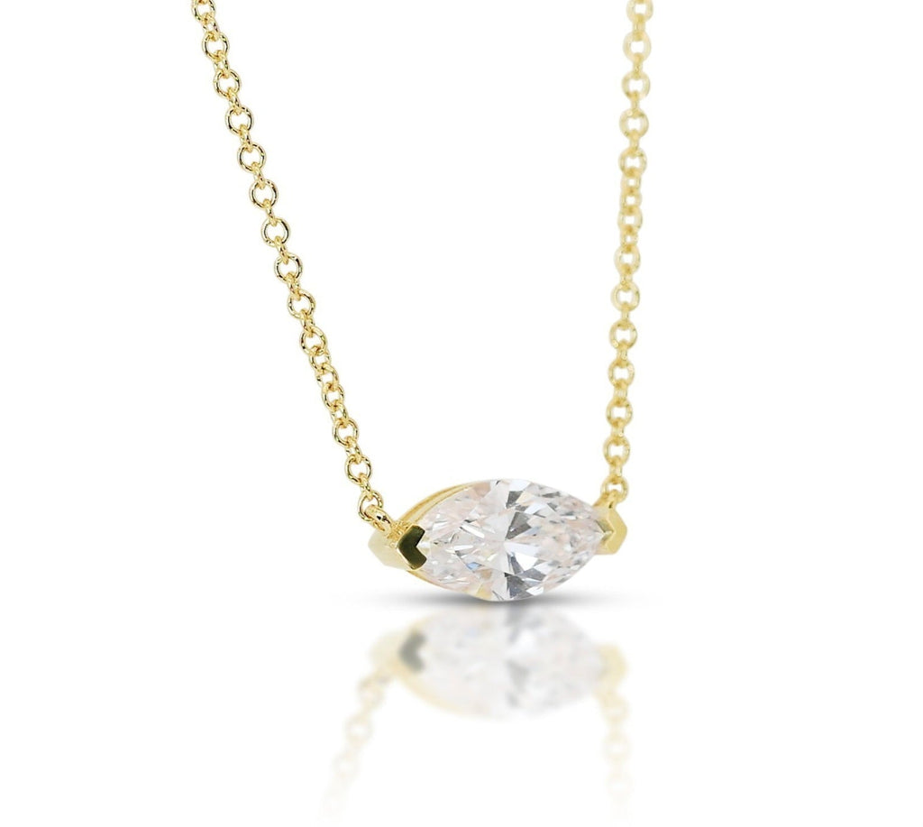 Collana punto luce in oro e diamante naturale marquise 0.24ct