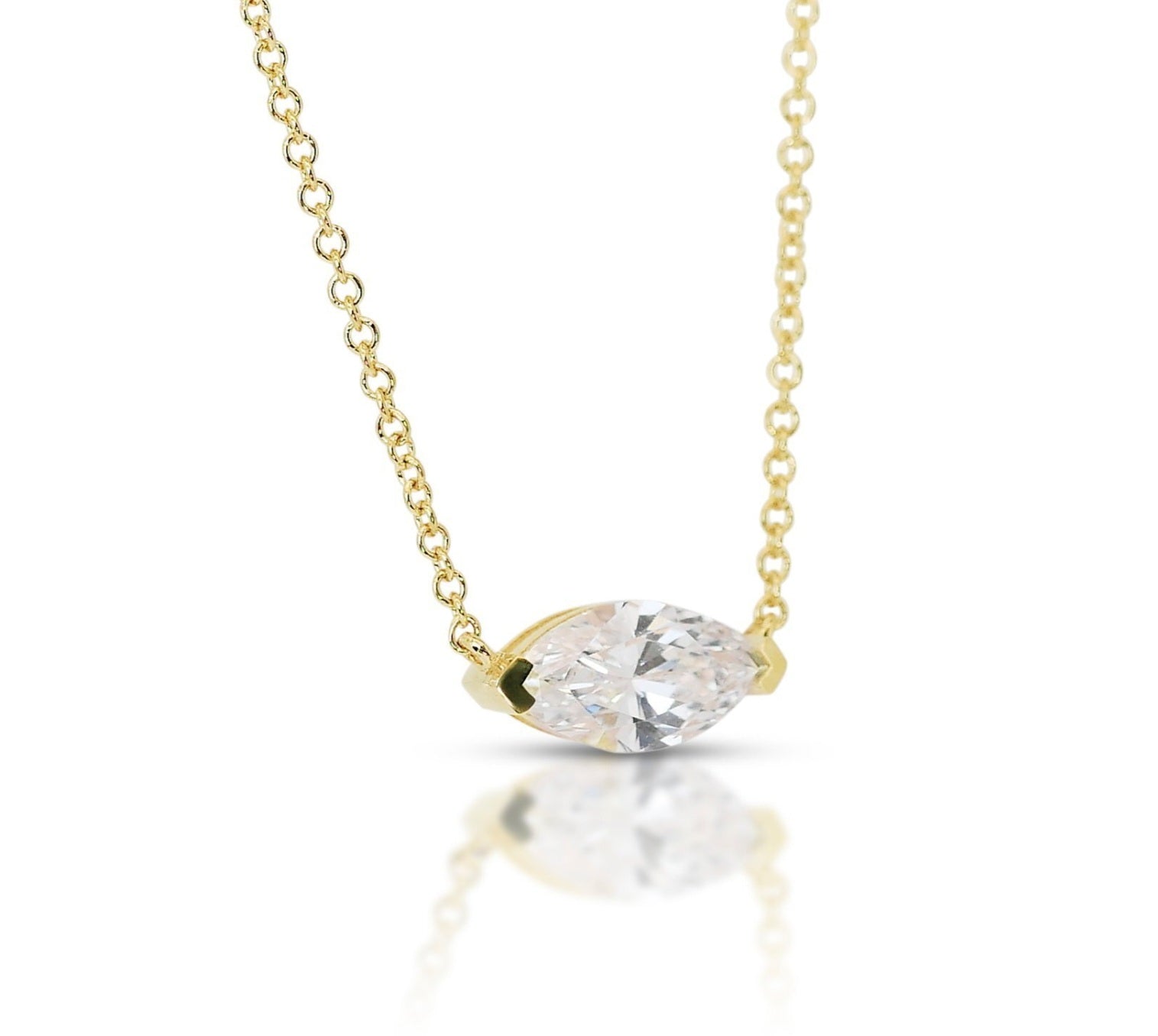 Collana punto luce in oro e diamante naturale marquise 0.24ct