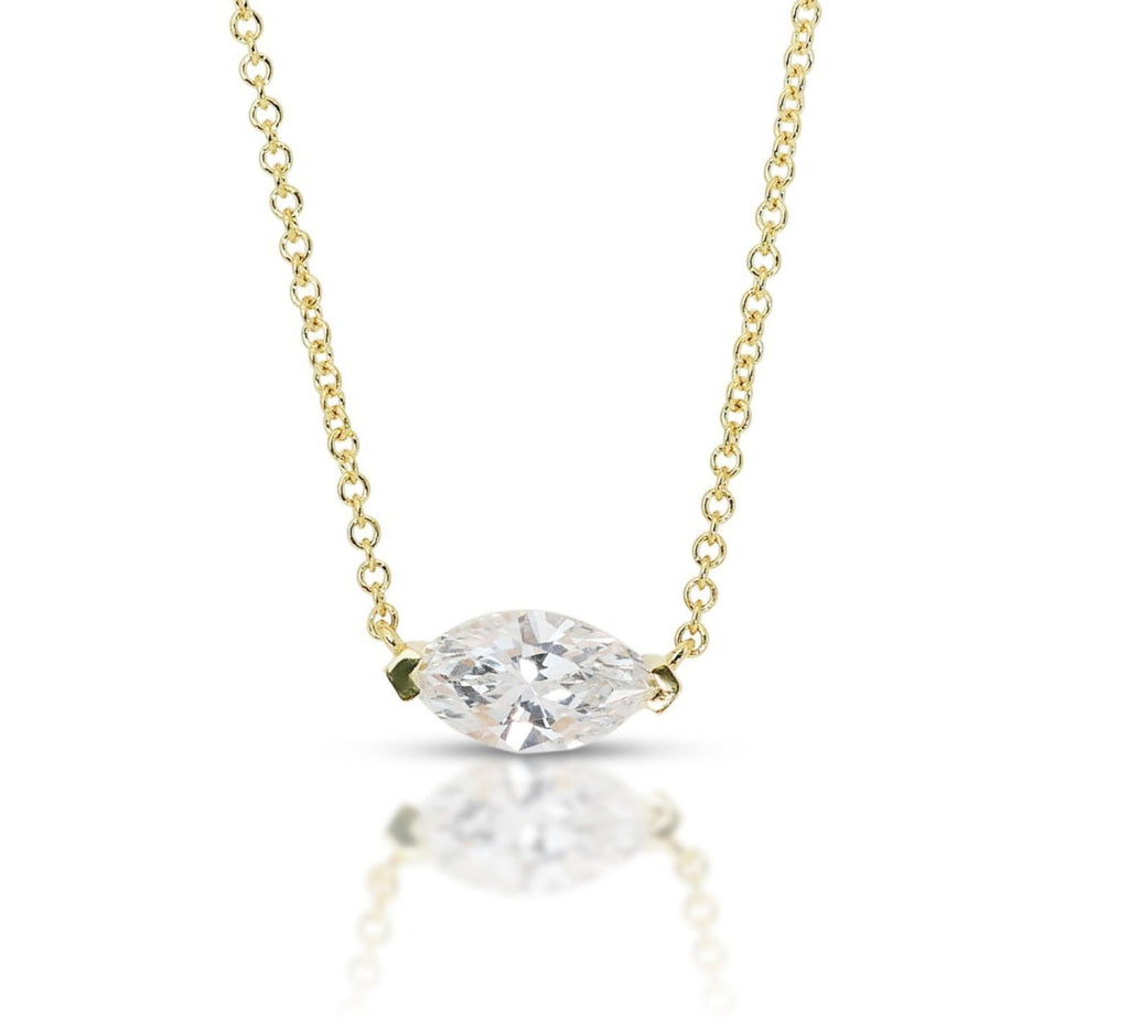 Collana punto luce in oro e diamante naturale marquise 0.50ct