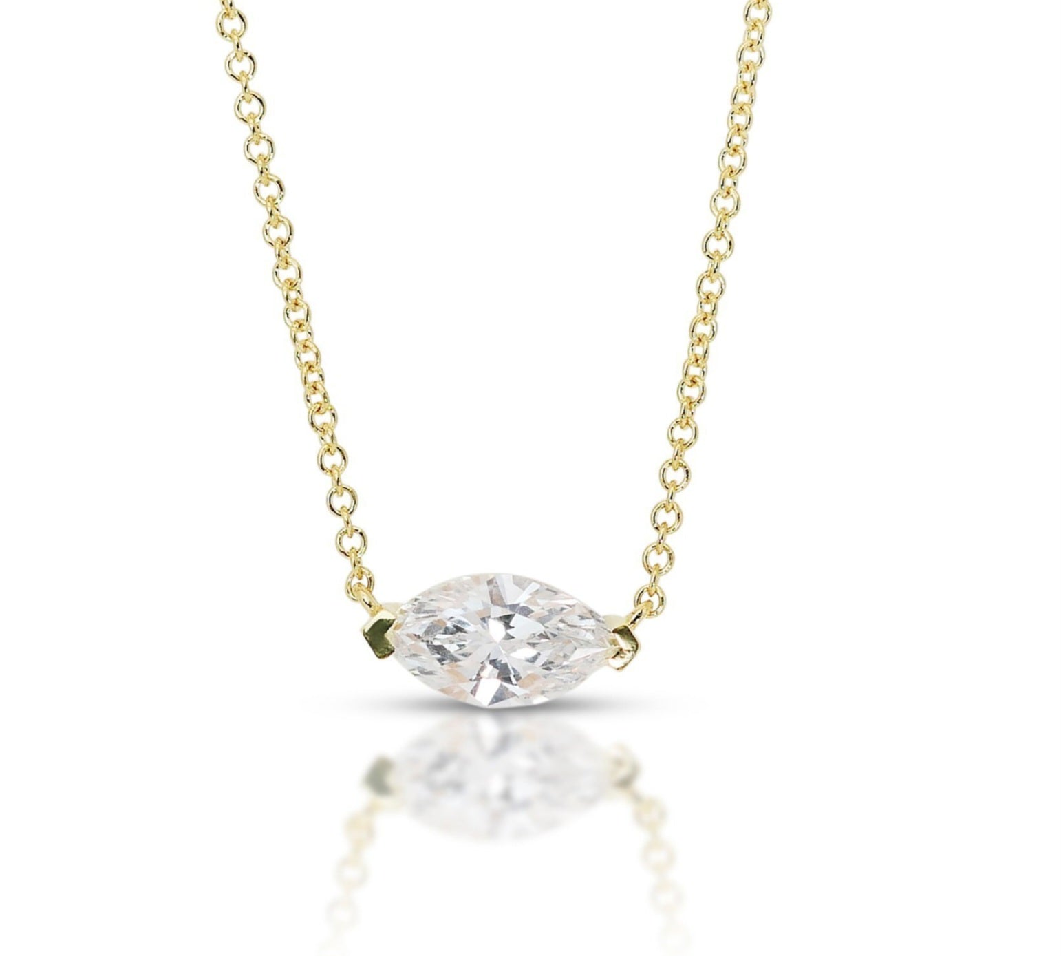 Collana punto luce in oro e diamante naturale marquise 0.50ct