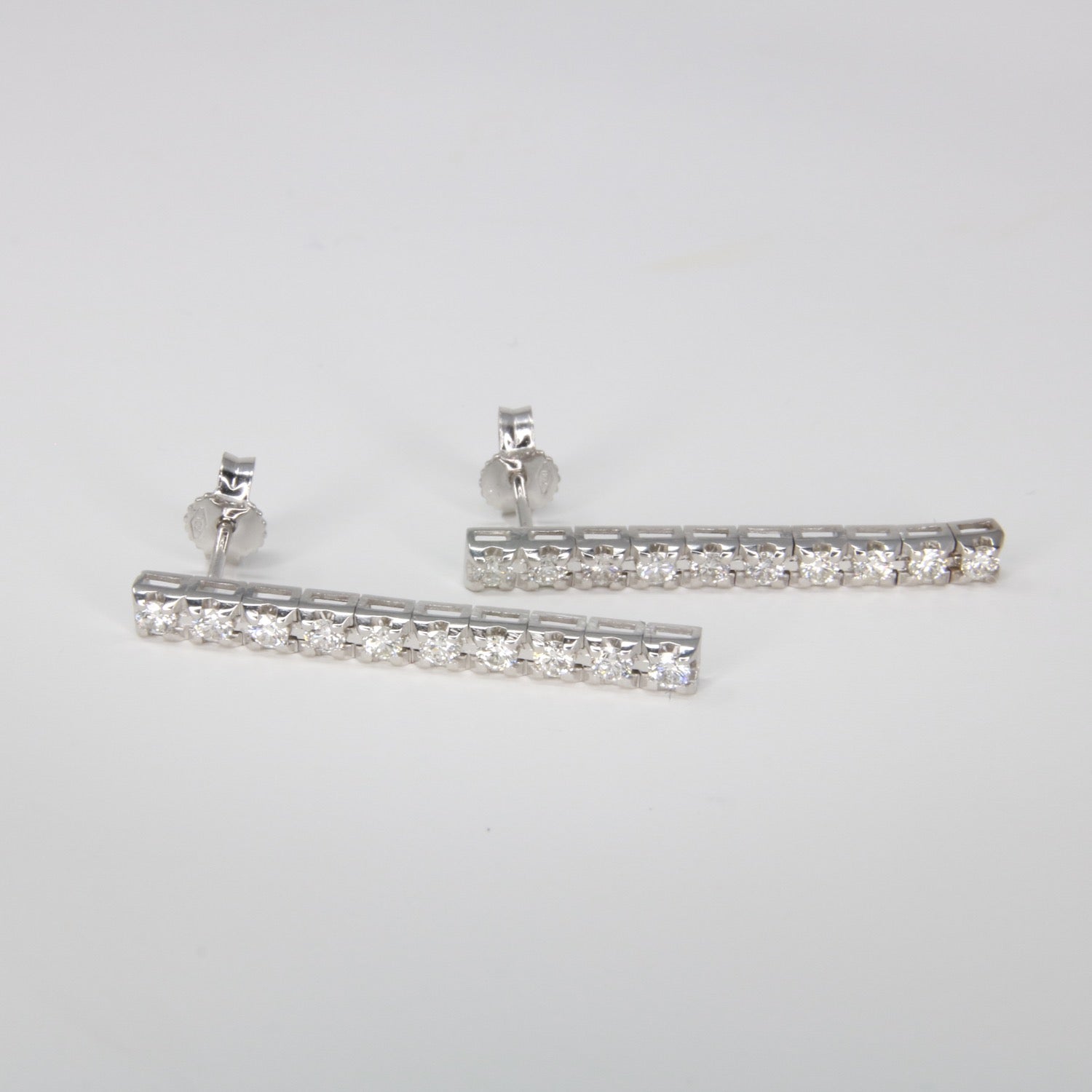 Orecchini Tennis - 18 carati Oro bianco - 1.10ct. tw. Diamante (Naturale)