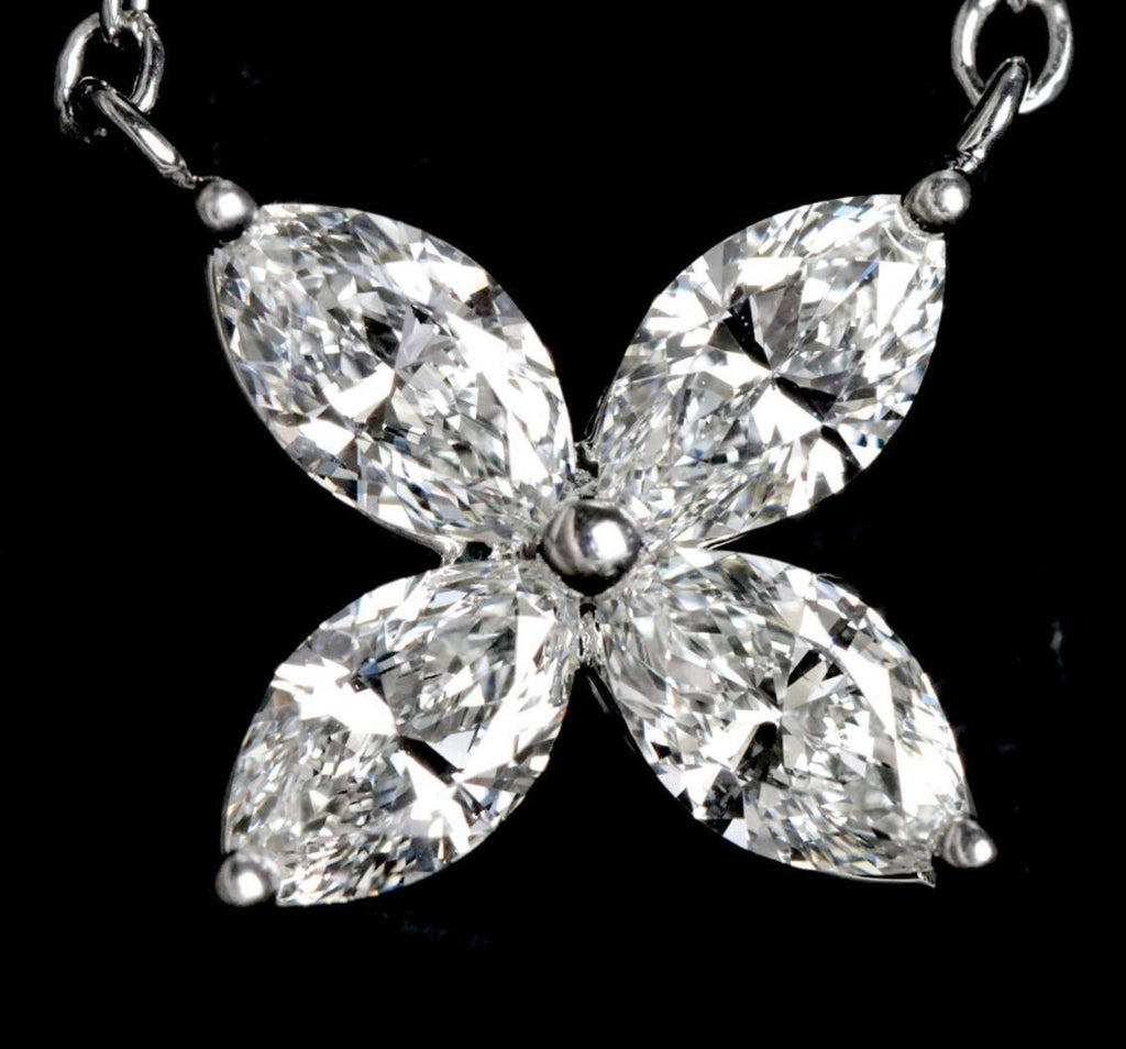Collana in oro bianco 18k e diamanti naturali marquise 0.80ct