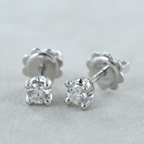 orecchini punto luce in oro bianco 18k e 2 diamanti naturali 0,90ct