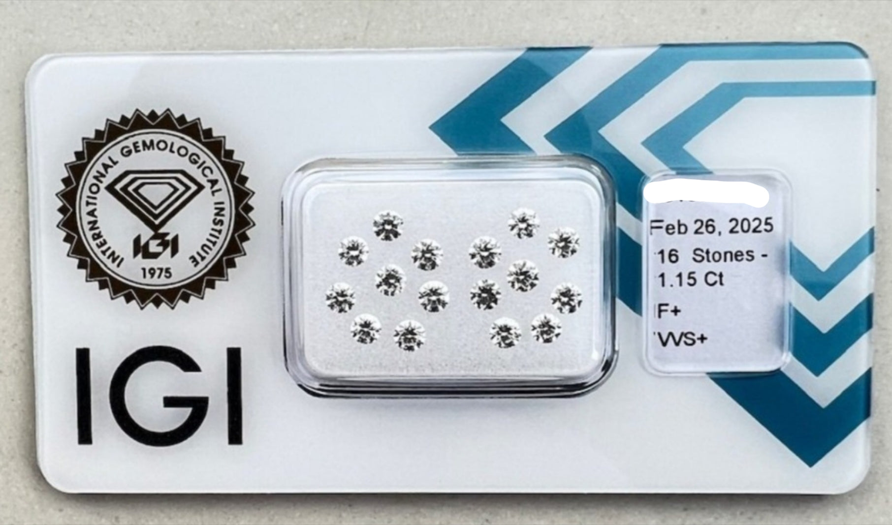 16 pezzi diamanti naturali certificato IGI 1.15ct  F VVS1