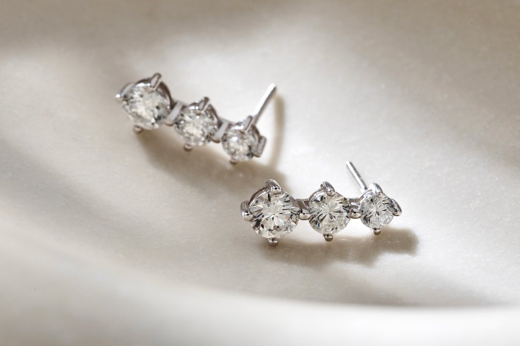Orecchini - 18 carati Oro bianco - 0.60ct. tw. Diamante (Naturale)