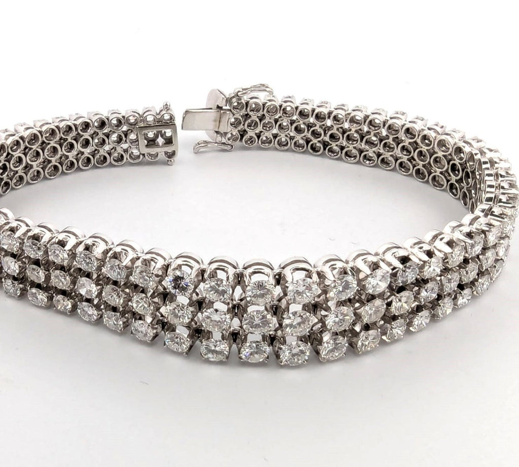 Bracciale Tennis - 18 carati Oro bianco, 14 ct Diamante (Naturale)