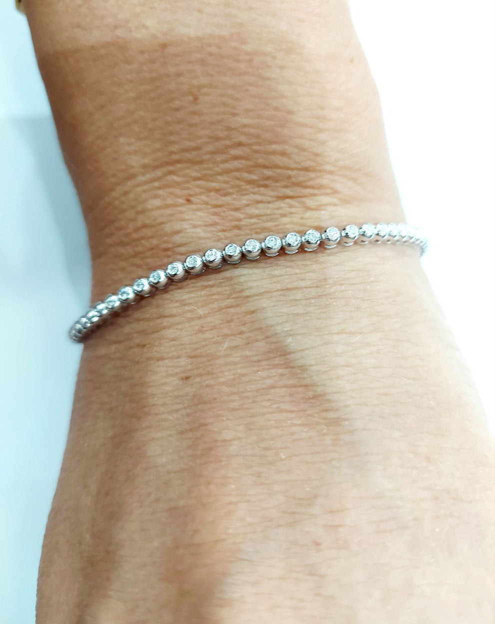 bracciale tennis a cipollina in oro bianco 18k e diamanti naturali 1,5 ct