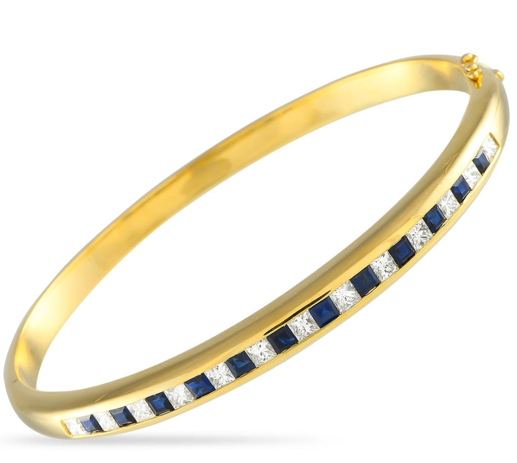 Bracciale - 18 carati Oro giallo,  con diamanti e zaffiri naturali