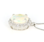 Collana in oro bianco 18k e diamante naturale e opale 1.60ct