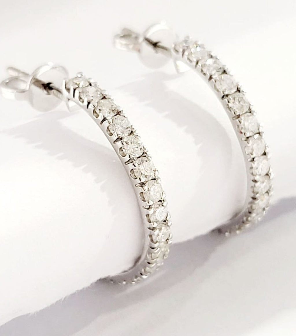 Orecchini - 18 carati Oro bianco - 1.10ct. tw. Diamante (Naturale)