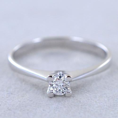 anello solitario  certificato HRD in oro bianco 18k e diamante naturali centrale 0,34ct