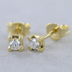 orecchini punto luce quadrato in oro giallo 18k e 2 diamanti naturali 0,90 ct