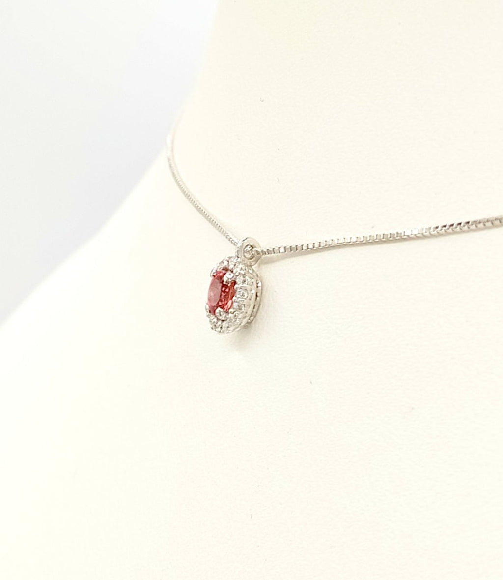 Collana in oro bianco 18k e diamanti naturali e zaffiro naturale 1.20ct