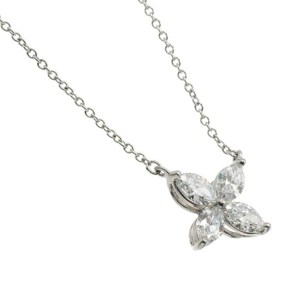 Collana in oro bianco 18k e diamanti naturali marquise 0.80ct