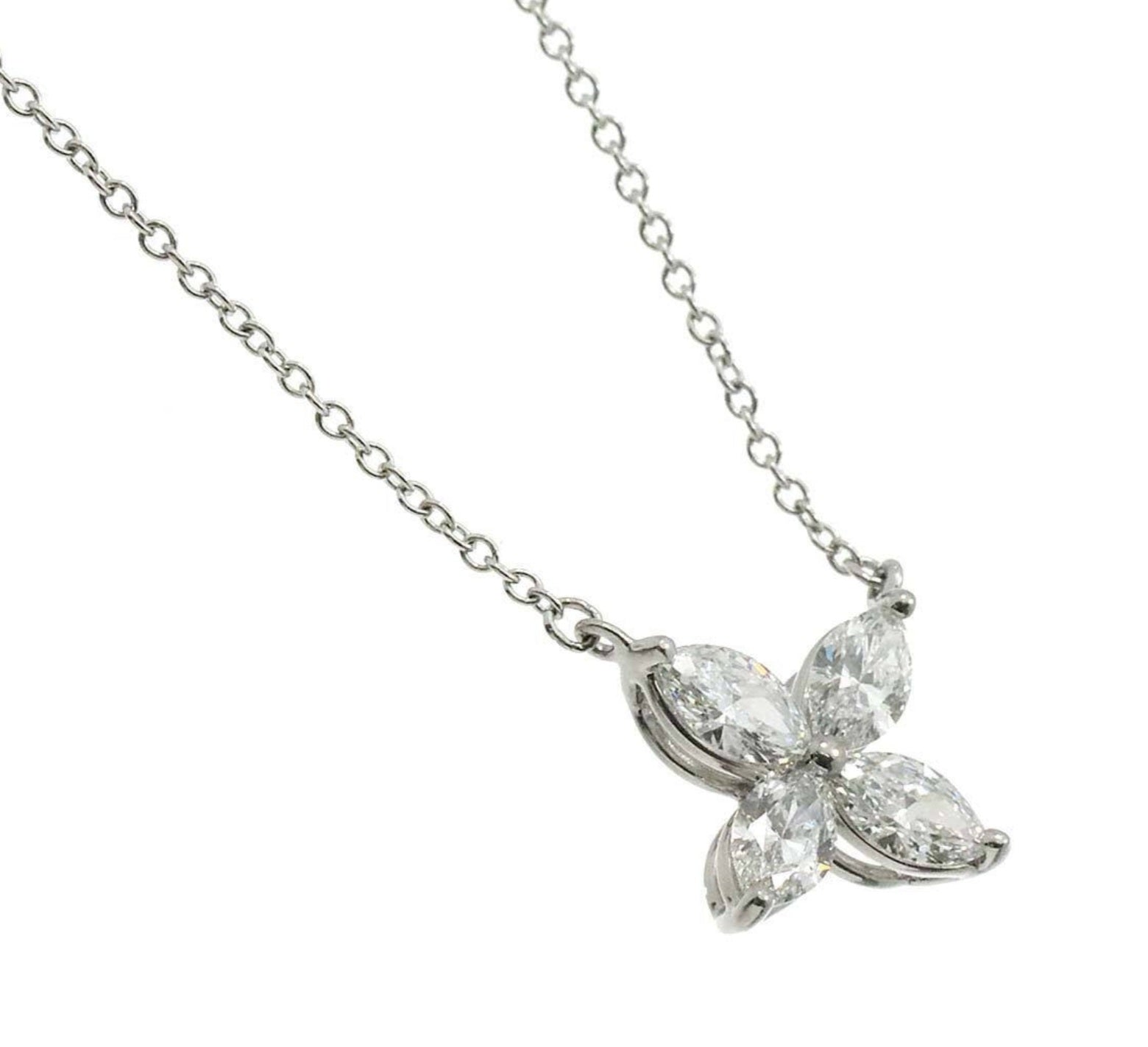 Collana in oro bianco 18k e diamanti naturali marquise 0.80ct