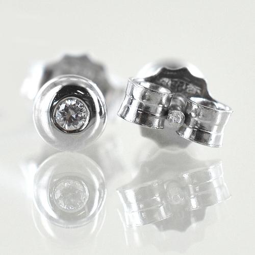 orecchini punto luce a cipollina in oro bianco 18k e 2 diamanti naturali 0,20ct