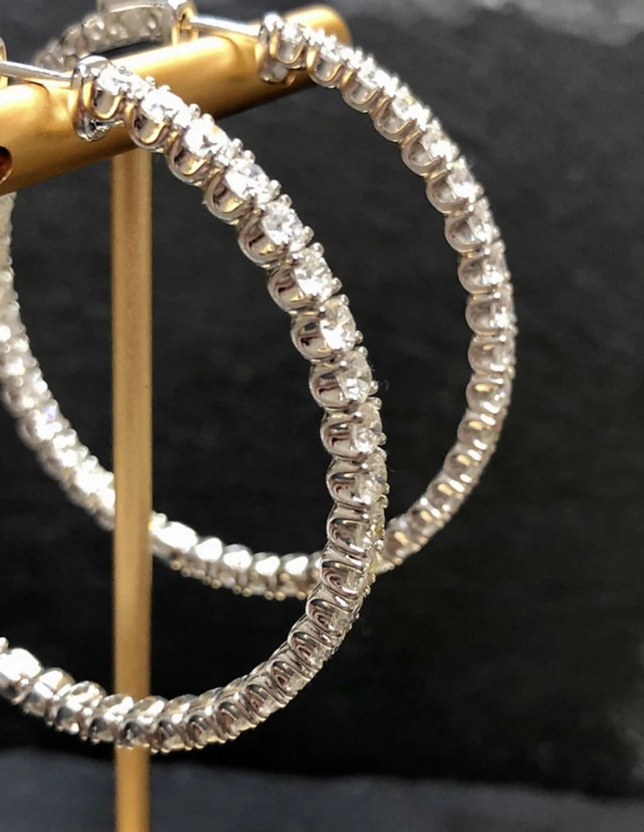 Orecchini a cerchio oro bianco 18k diamanti Naturali 10,50 ct