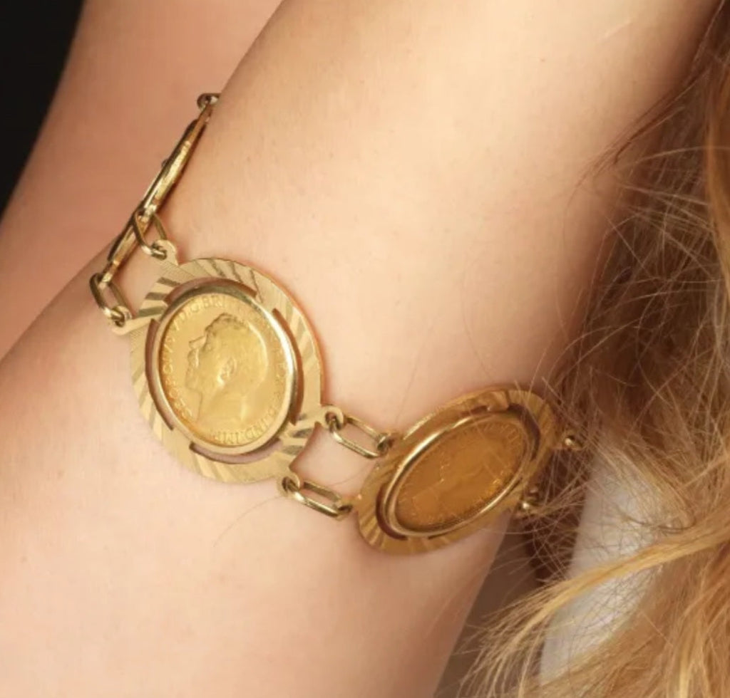 Bracciale in oro 22k con  5 sterline oro