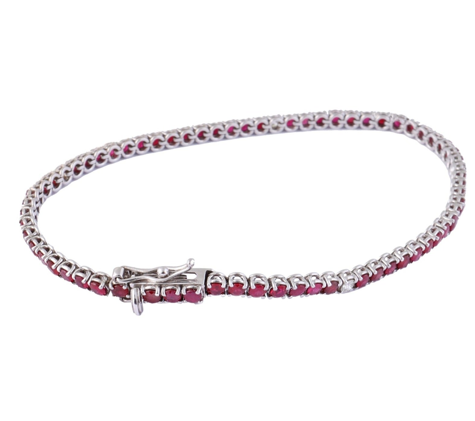 Bracciale - 18 carati Oro bianco - 6.68ct. tw. Rubino - Diamante