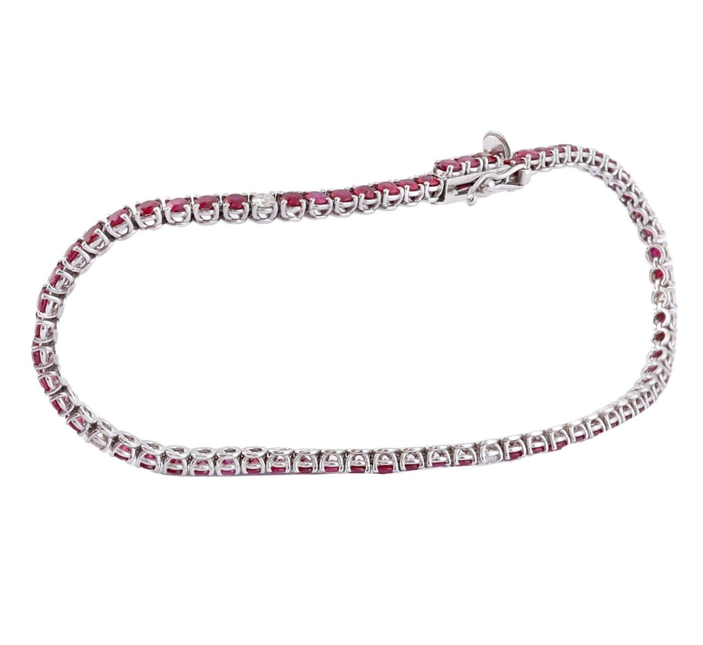 Bracciale - 18 carati Oro bianco - 6.68ct. tw. Rubino - Diamante