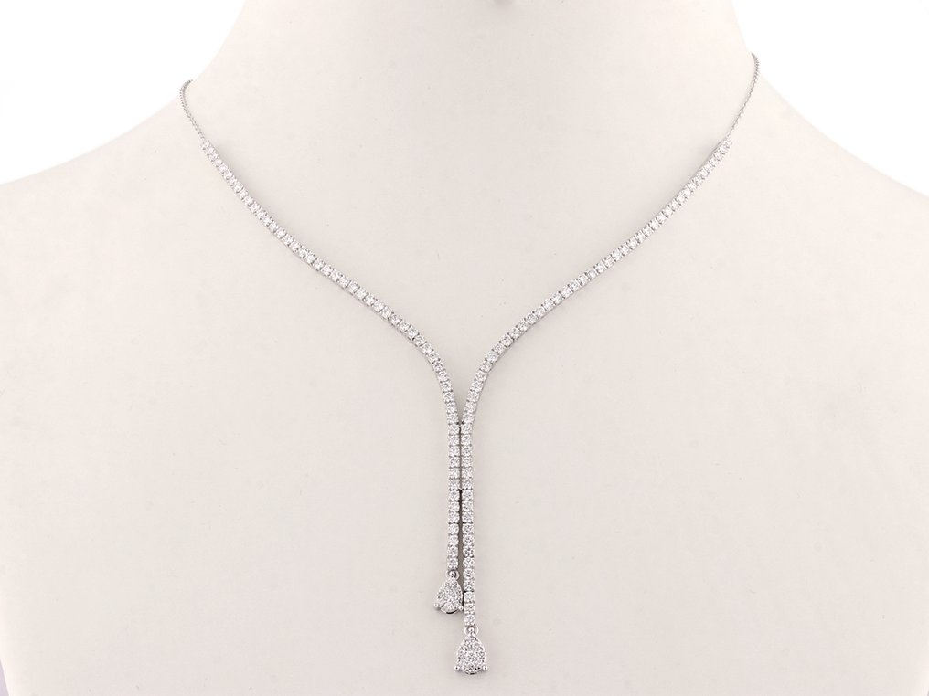 Collana Tennis - 18 carati Oro bianco - 3.09ct. tw. Diamante Naturale