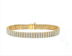 Bracciale tennis in 3 Fila diamante naturale Taglio Rotondo  6.72CT