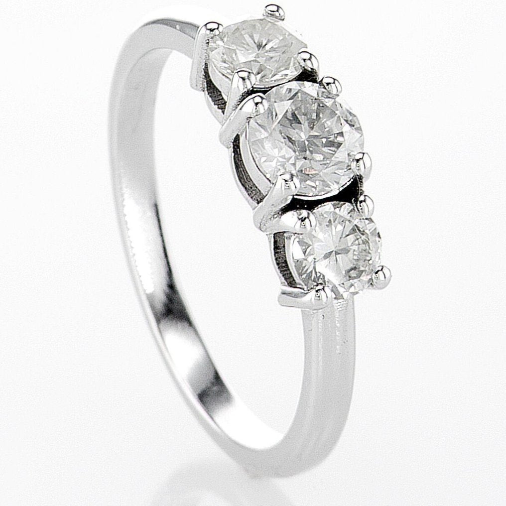 Anello Trilogy- 18 carati Oro bianco - 1.01ct. tw. Diamante (Naturale) - Diamante -D COLOR VVS1