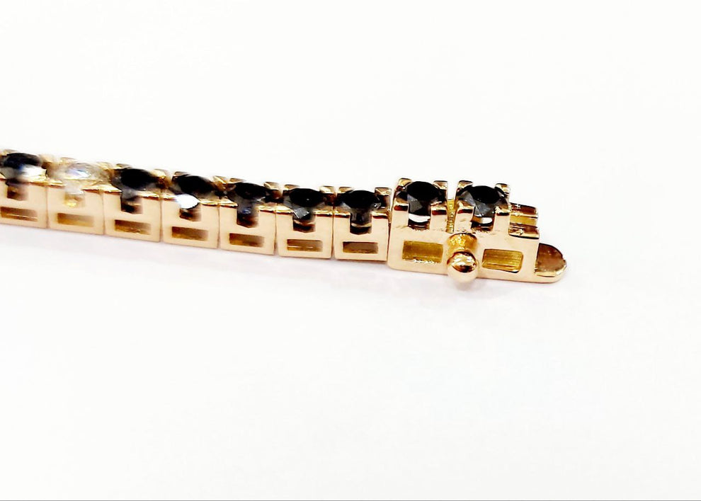 bracciale tennis in oro giallo 18k e diamanti naturali neri  4,00ct