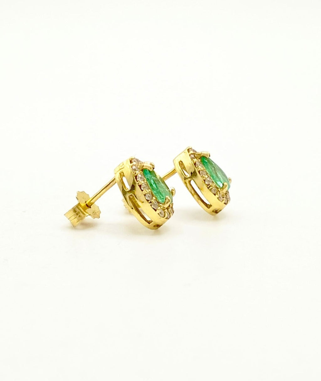 Orecchini - 18 carati Oro giallo Smeraldo - Diamante