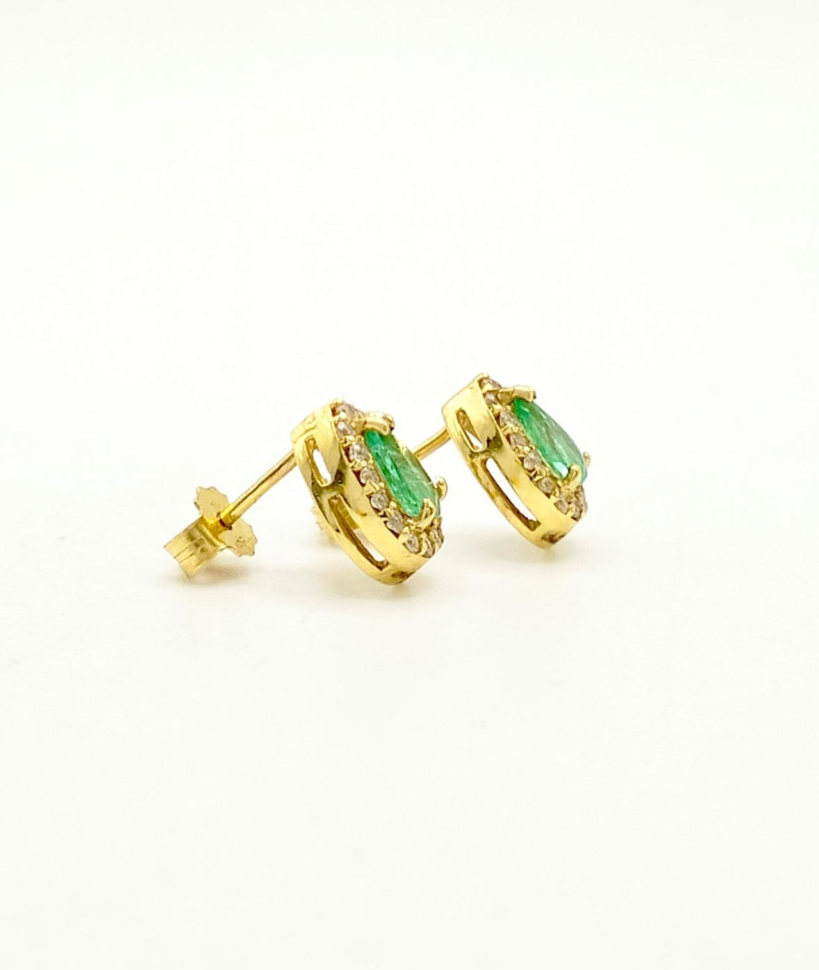 Orecchini - 18 carati Oro giallo Smeraldo - Diamante