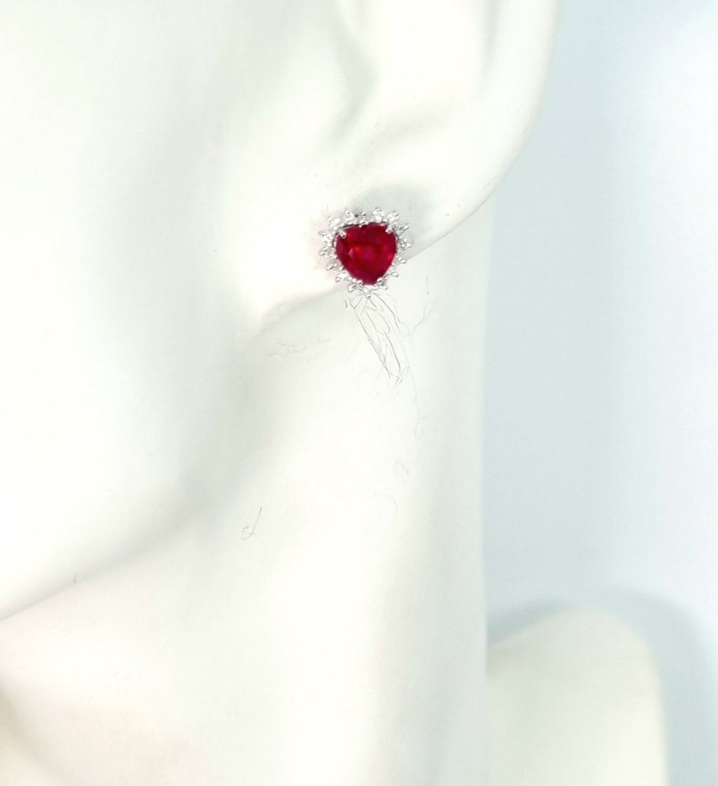 Orecchini - 18 carati Oro bianco Rubino - Diamante