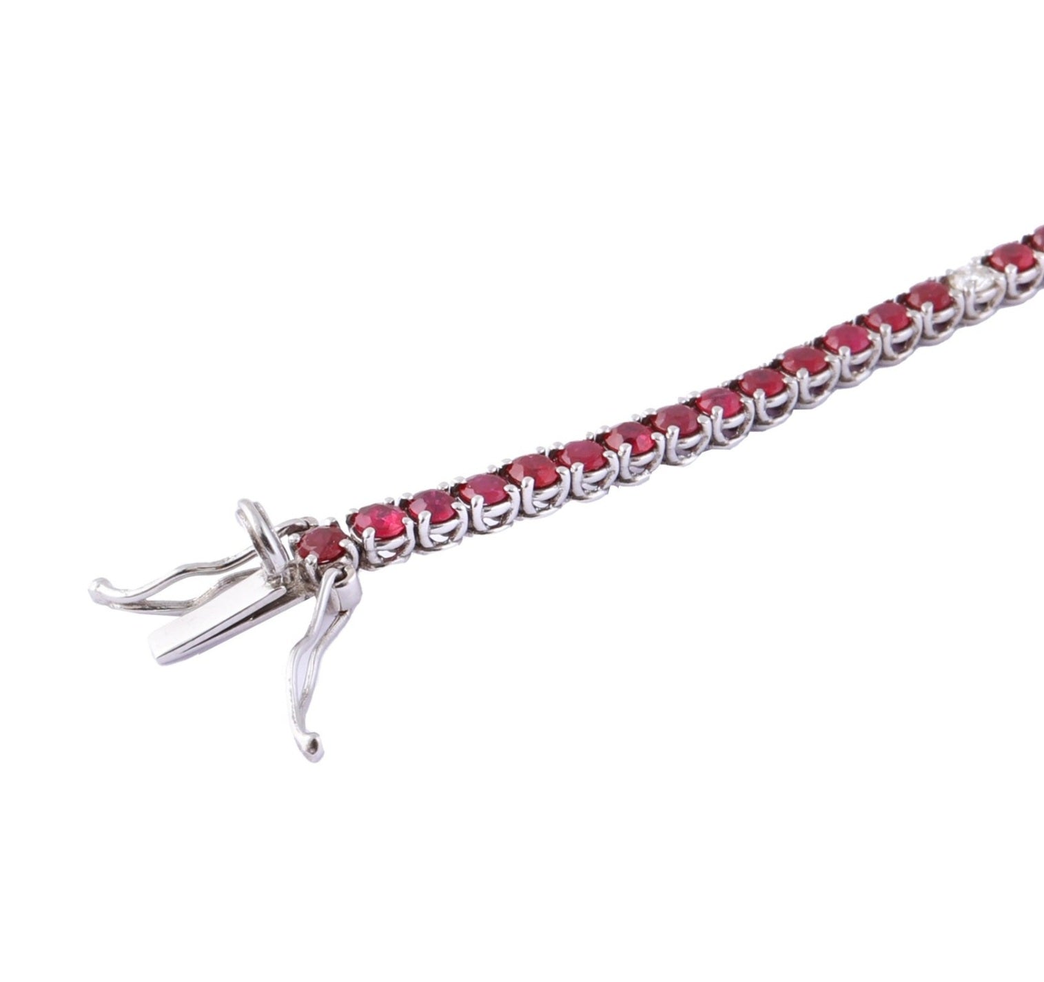 Bracciale - 18 carati Oro bianco - 6.68ct. tw. Rubino - Diamante
